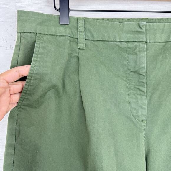 J.Crew Pleated Capeside Chino Pants Women 14 Green Relaxed Straight Cotton - Picture 6 of 15
